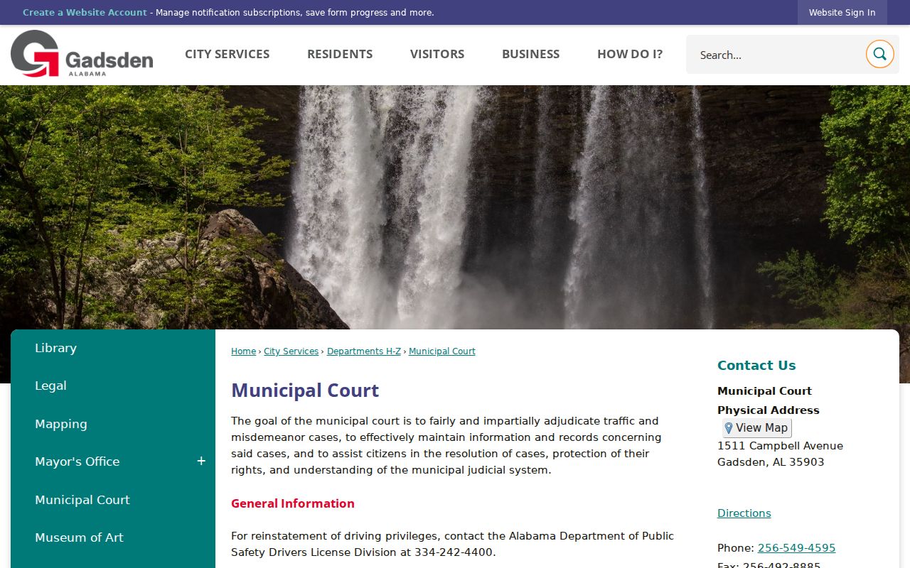 Gadsden Etowah County warrant records contact details at Municipal Court
