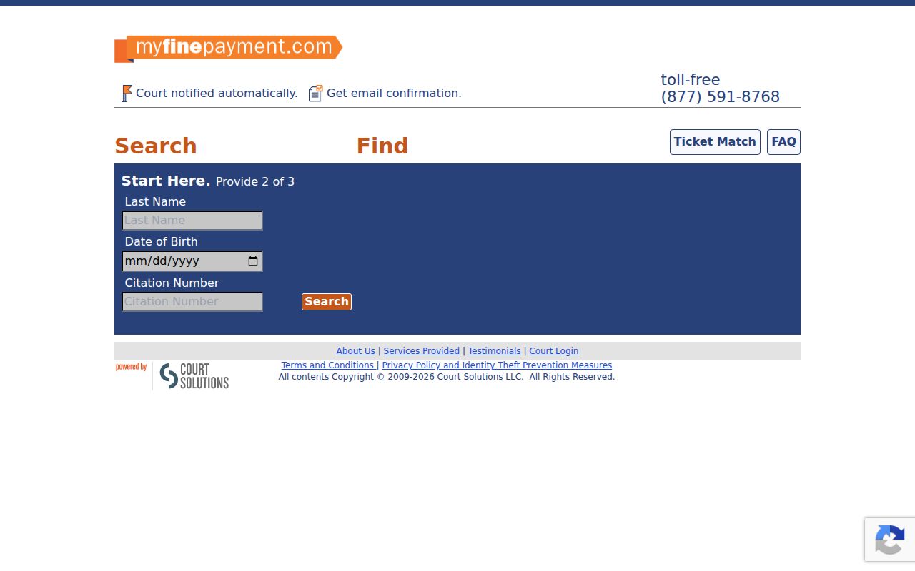 Glencoe warrant records citation portal fields and upload warning