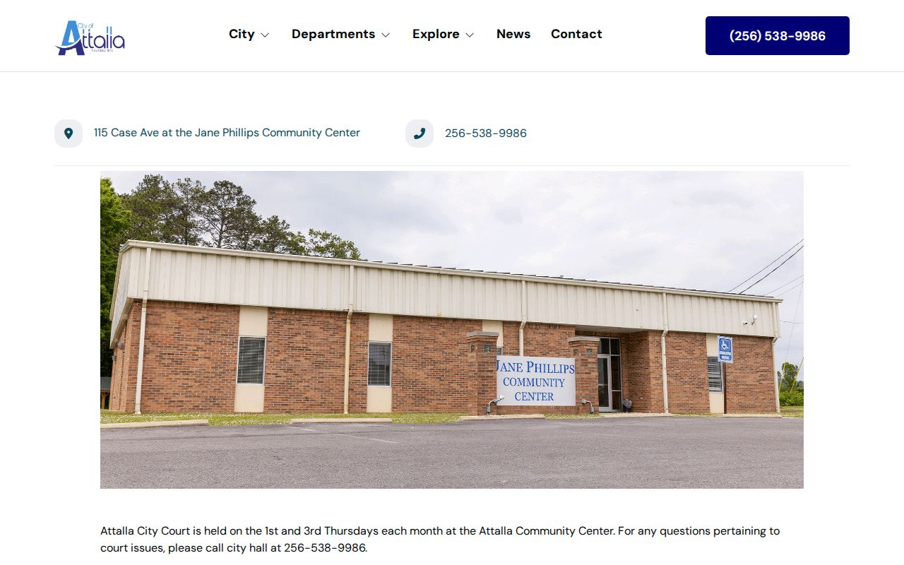 Attalla Etowah County warrant records court hours and missed-date routing